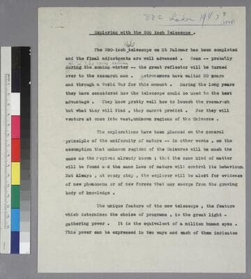 Exploring with the 200 inch Telescope