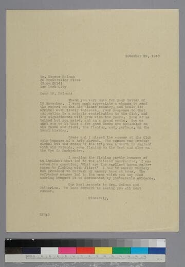 EPH writes to Eugene Holman