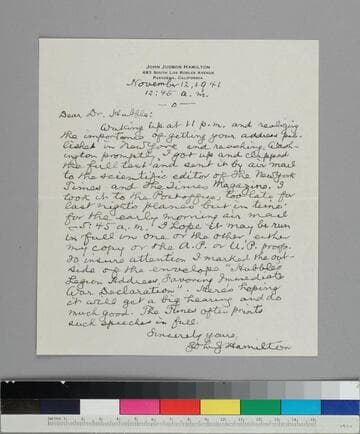 John Hamilton writes to EPH