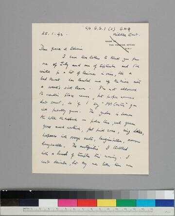 Robert Gore-Browne writes to Grace and Edwin Hubble with news of the war