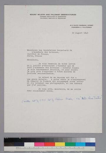 EPH writes to the Institut de France