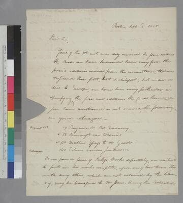 William Hilliard, Cummings, Hilliard & Co., Boston, letter to Thomas Jefferson