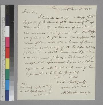 Arthur S. Brockenbrough, University of Virginia, letter to Thomas Jefferson