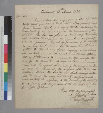 James Pleasants, Richmond, letter to Thomas Jefferson