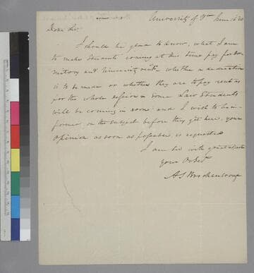 Arthur S. Brockenbrough, University of Virginia, letter to Thomas Jefferson