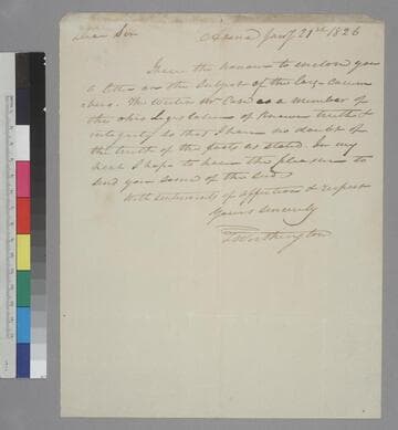 Thomas Worthington, Adena, letter to Thomas Jefferson