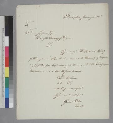Gerard Ralston, Historical Society of Pennsylvania, Philadelphia, letter to Thomas Jefferson