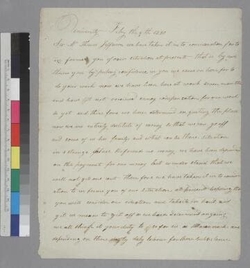 University of Virginia workers, University of Virginia, letter to Thomas Jefferson