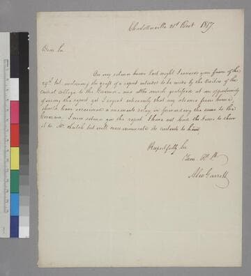 Alexander Garrett, Charlottesville, letter to Thomas Jefferson
