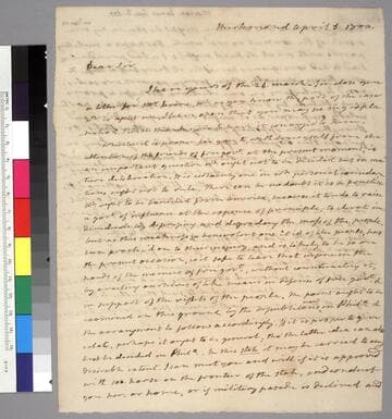 James Monroe, Richmond, letter to Thomas Jefferson