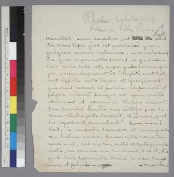 [Examination in Latin Prose for Rhodes Scholarship, 1st draft]