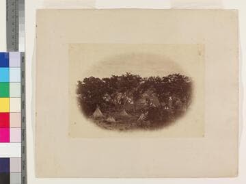 A rare and beautiful view taken near the Canadian River, I.T. [Indian Territory], fall of 1868, of an Indian encampment