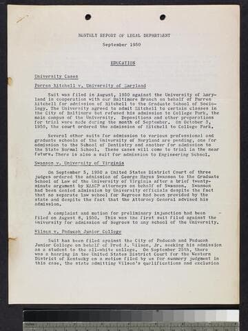 "Monthly Report of Legal Department"