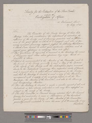 Resolutions of meeting of the Society for the Extinction of the Slave Trade, and for the Civilization of Africa