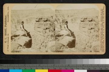 Bass the Trail Builder looking across to Point Sublime, Grand Canyon of the Colorado