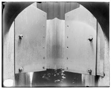 A close-up view of deflectors at Mill Creek #2 Hydro Plant and Mill Creek #3 Hydro Plant