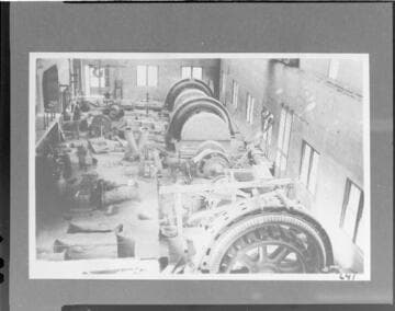 The interior of the powerhouse at Kern River #1 Hydro Plant while under construction