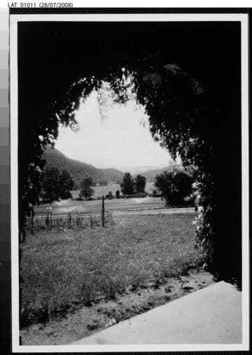 Vermejo Ranch view through an arch of vegetation towards a meadow