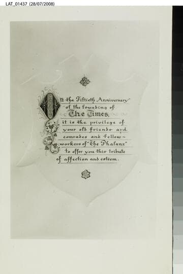 Page from Harry Chandler tribute book  "On the Fiftieth Anniversary... "