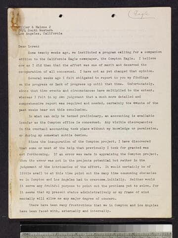 Letters re: Compton Eagle