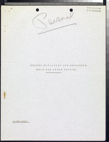 Higher Education for Negroes - What the Negro Thinks