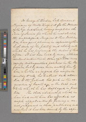 Letter of recommendation for George C. Harlan