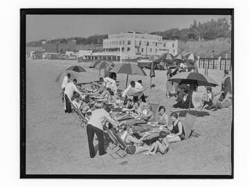 Deauville Club serving people on the beach, Santa Monica