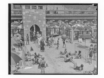 People on the beach at Deauville Club in Santa Monica