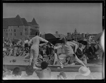 Fencing on the beach, Santa Monica