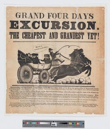 Grand four days excursion. The cheapest and grandest yet! : Excursionists will leave Central Village depot on the 23d day of July, 1851