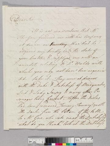 Turner, Edward, Sir, 1719-1766. Letter to Theophilus Leigh, 1693-1785