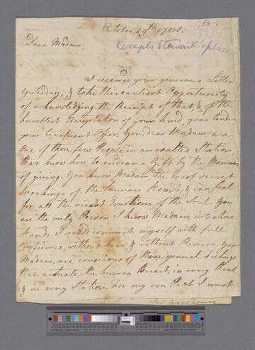 Woodhouse, James. Letter to Elizabeth (Robinson) Montagu