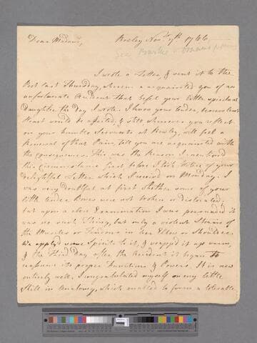 Woodhouse, James. Letter to Elizabeth (Robinson) Montagu