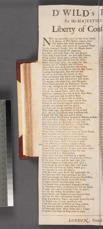 Dr Wild's humble thanks for His Majesties gracious declaration for liberty of conscience, March 15. 1672