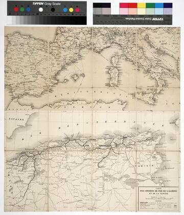 Carte des chemins de fer l'Algérie et de la Tunisie