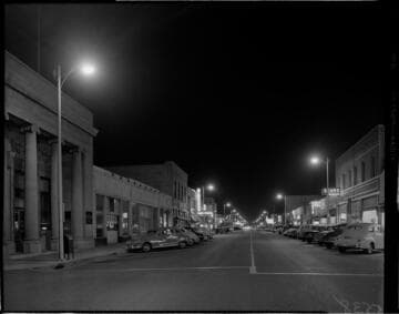 Business street in Santa Paula at night
