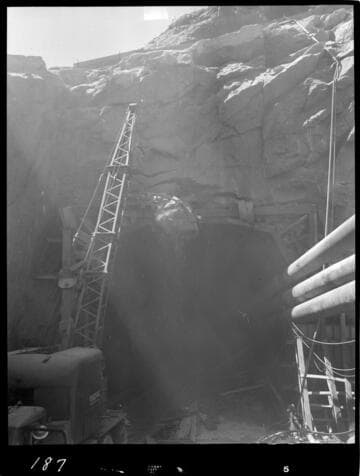 Big Creek - Mammoth Pool - Removing rock from diversion tunnel portal