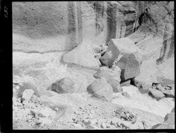 Big Creek - Mammoth Pool - View showing boulders in downstream toe of dam