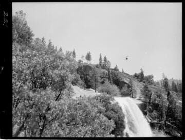 Big Creek - Mammoth Pool - Helicopter landing lighting supplies on downstream side of Daulton Creek