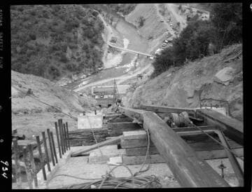 Big Creek - Mammoth Pool - View of penstock skidway looking at the powerhouse