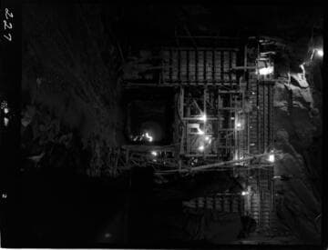 Big Creek - Mammoth Pool - Concrete pour at diversion tunnel portal at night