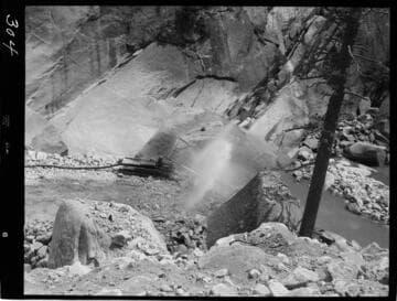 Big Creek - Mammoth Pool - Initial rock toe construction - downstream end of dam