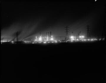 Alamitos Generating Station at night with 6 variants (3 are on 120 film)