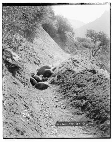 Stations 177 and 178 of Kaweah #2 Hydro Plant showing mountain scenery