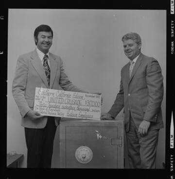 Ceremonial deposit of United Crusade $317,000 check from Edison Employees to benefit the needy in San Gabriel Valley and Pomona