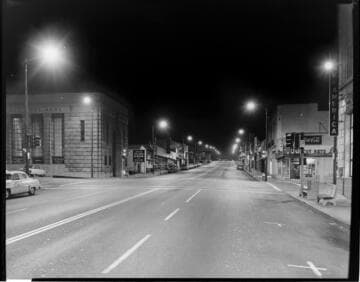 Street lighting on a business street