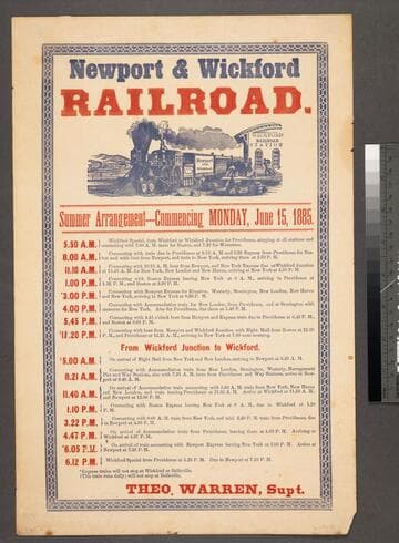 Newport & Wickford Railroad. : Summer arrangement --- commencing Monday, June 15, 1885