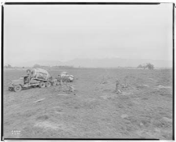Boulder-Chino Transmission Line (2nd) - Placing concrete for pile footings from Ready Mix truck