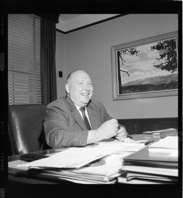 Portrait of executive seated at desk