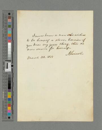 Abraham Lincoln note on slavery